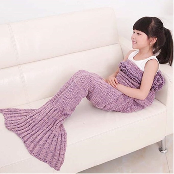 Other - Children's Mermaid Blanket Knitted Quilt Purple Kids Sleeping Bag Kids Blanket